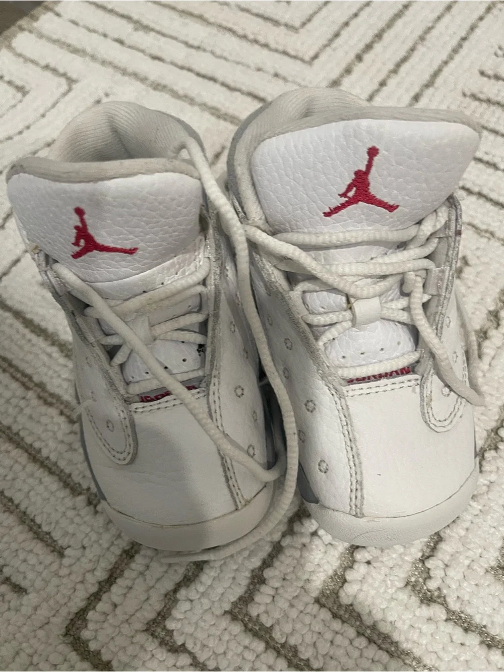 Jordan Kids' White & Gray Sneakers with Lime Accent